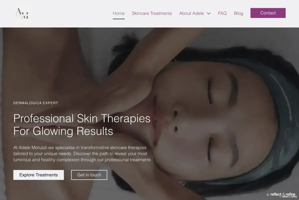 Website Rebuild That Matched a Dermalogica Expert's Professional Brand website on desktop