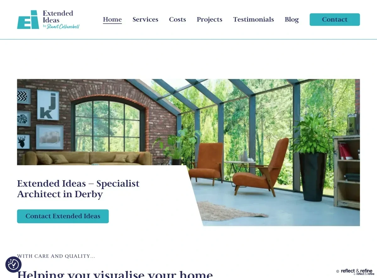 WordPress Rebuild That Replaced Elementor With Bricks for a Derby Architect website on desktop