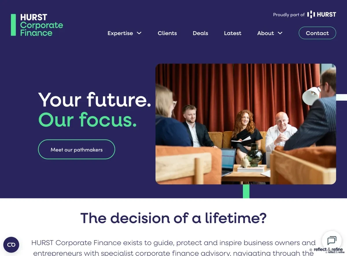 Launching a Standalone Digital Brand for a Corporate Finance Division website on desktop