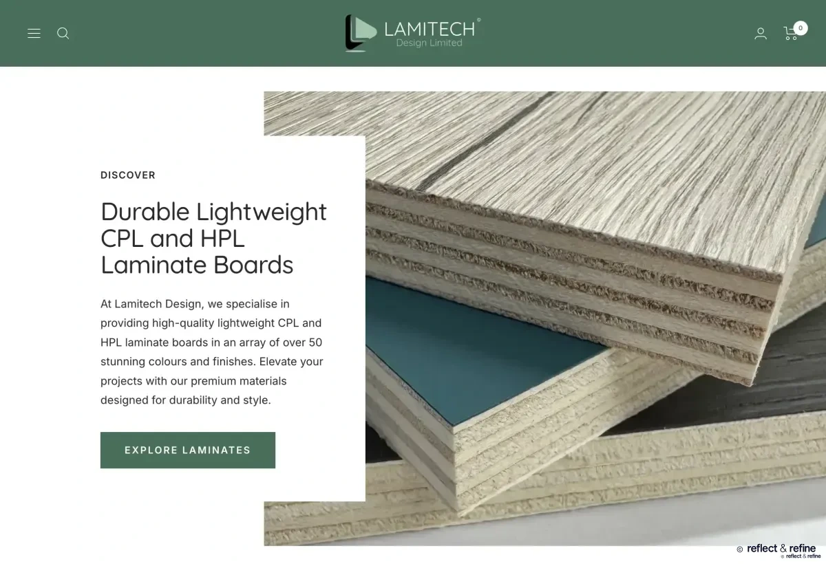 Shopify Store That Took a Laminate Specialist Beyond eBay website on desktop