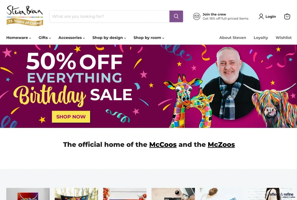 Shopify Rebuild That Brought the McCoos and McZoos to Life Online website on desktop